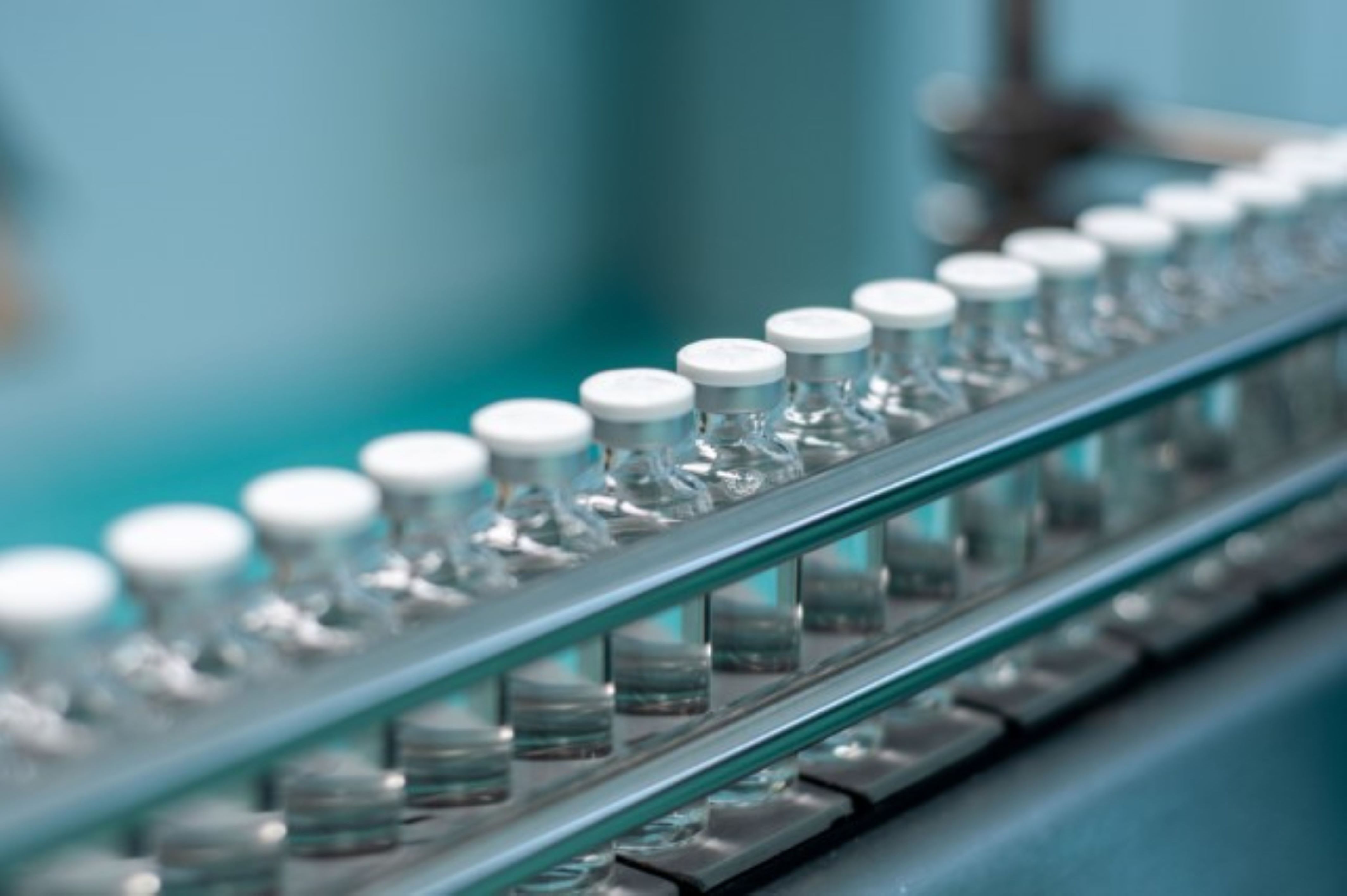 vaccines lined up for production in a warehouse